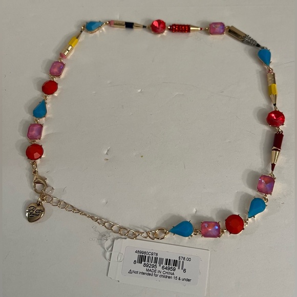 New BETSEY Johnson Back To School Collar Necklace Pencil & Mixed Stone - Picture 13 of 16